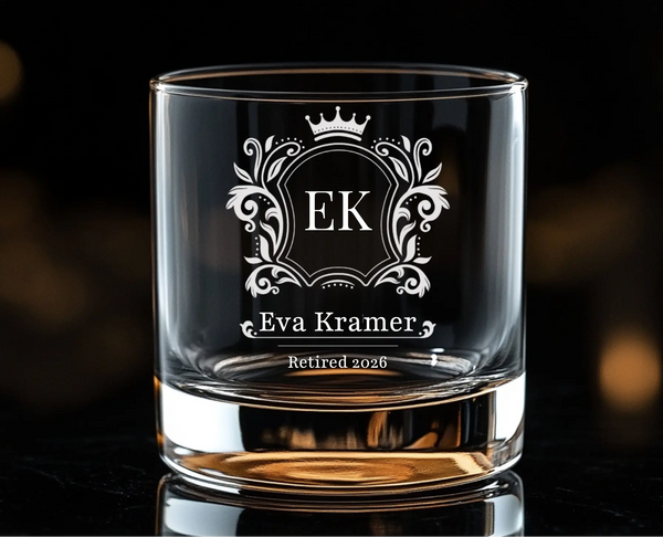 Personalized Retirement Whisky Tumbler — Engraved with Their Name Krevana Personalized Retirement Whisky Tumbler — Engraved with Their Name