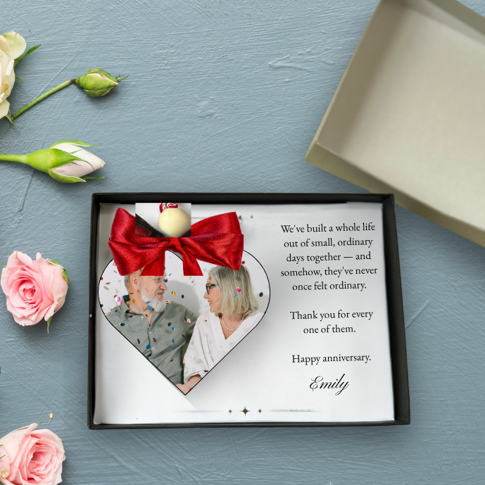 Personalised Wedding Anniversary Gift | Custom Heart Photo Keepsake for Him & Her