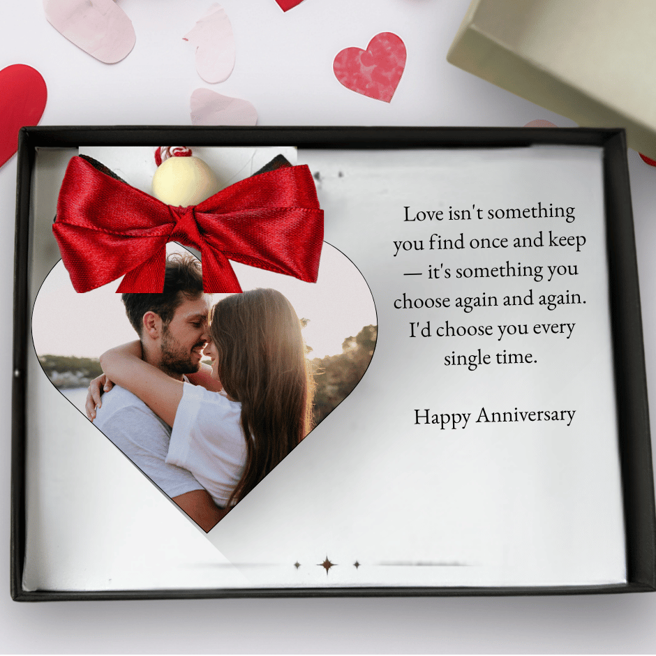 Personalised Wedding Anniversary Gift | Custom Heart Photo Keepsake for Him & Her