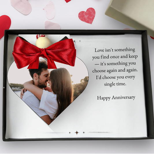 Personalised Wedding Anniversary Gift | Custom Heart Photo Keepsake for Him & Her