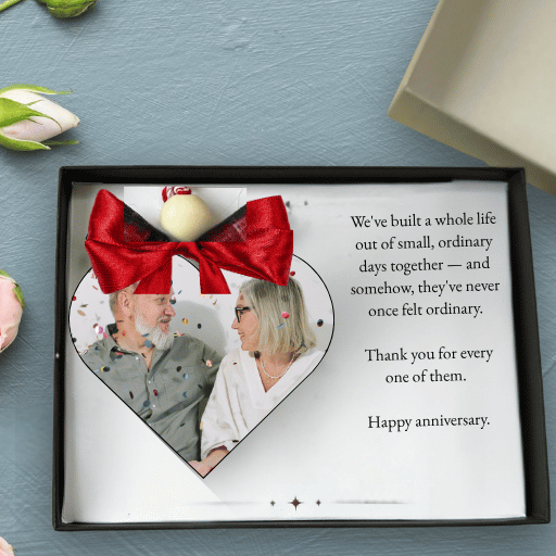 Personalised Wedding Anniversary Gift | Custom Heart Photo Keepsake for Him & Her