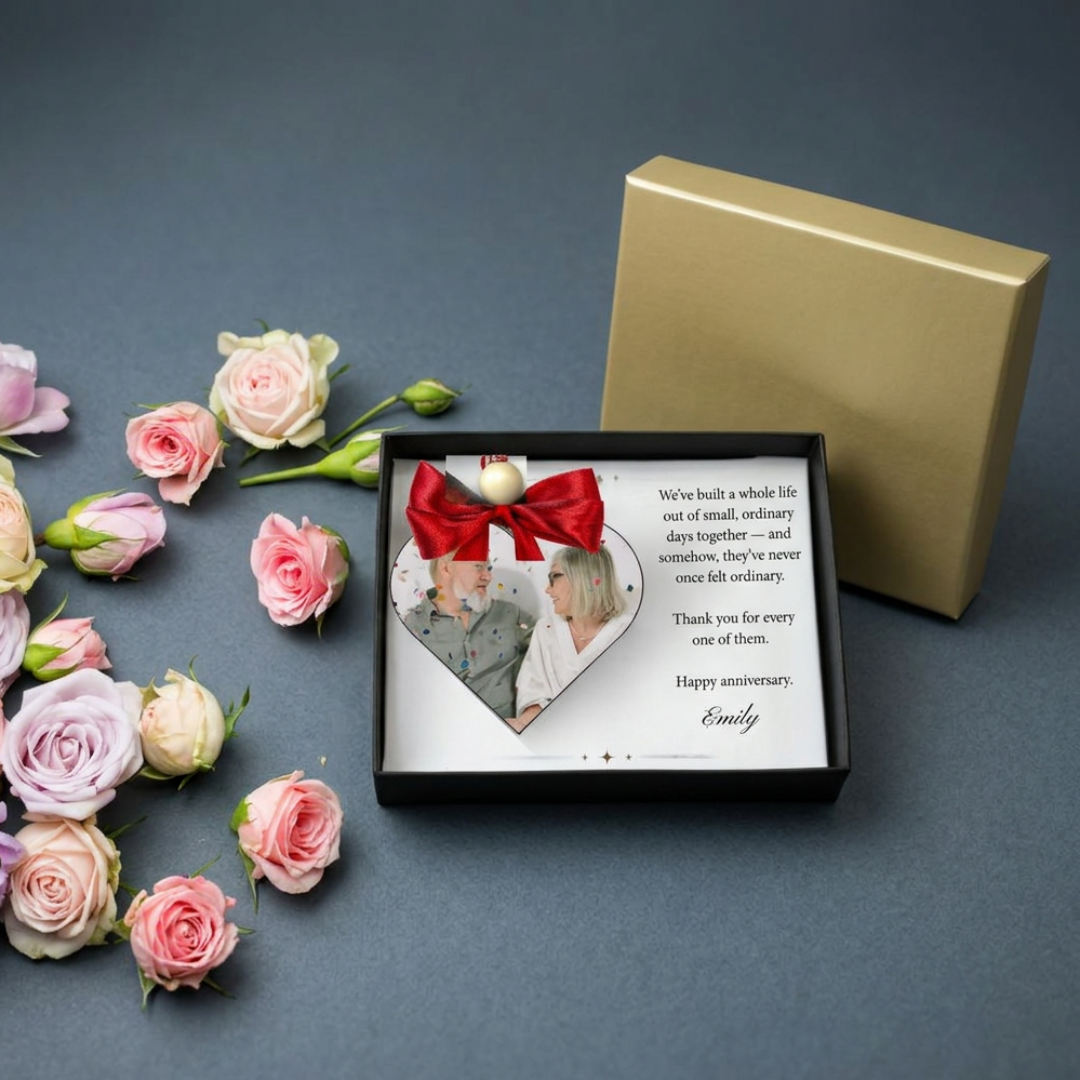 Personalised Wedding Anniversary Gift | Custom Heart Photo Keepsake for Him & Her