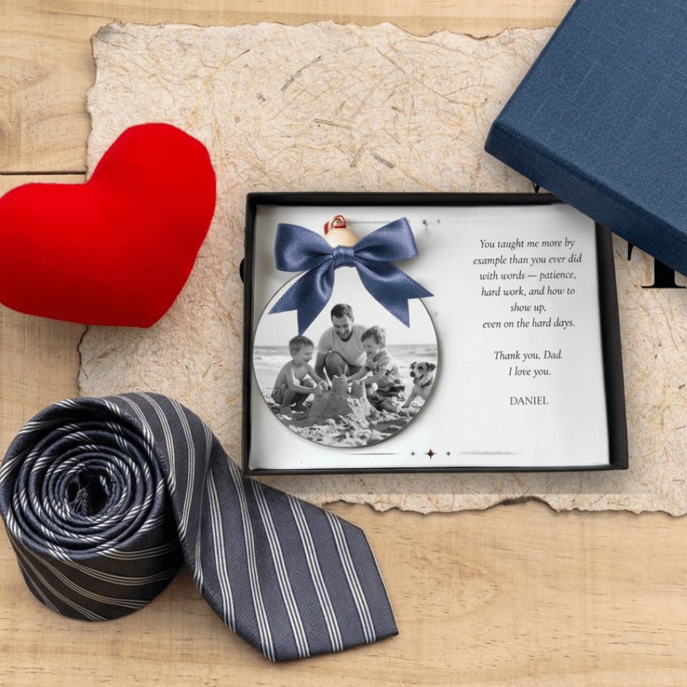 Personalised Dad Photo Ornament Gift Box | Father's Day, Birthday & Christmas Gift for Dad