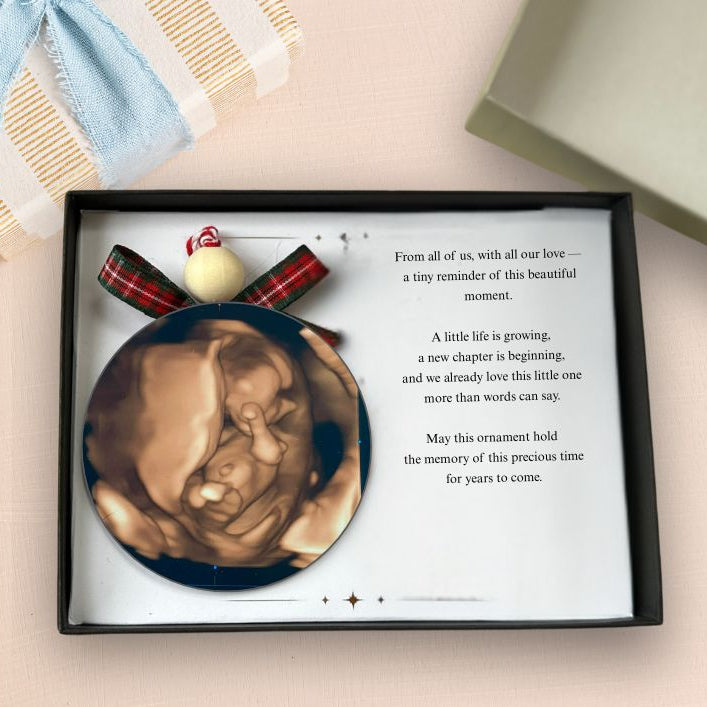 Personalised Pregnancy Scan Keepsake | Custom 3D Ultrasound Photo Ornament with Gift Box