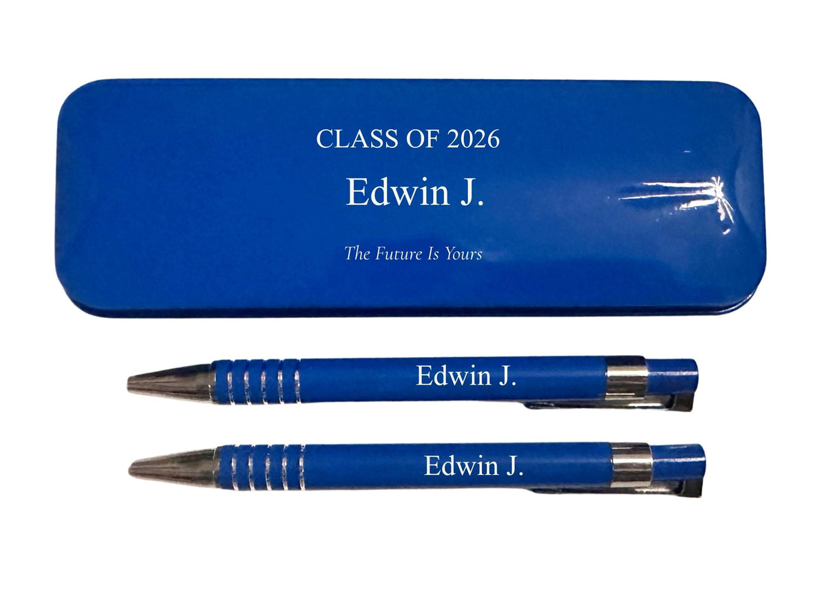 Personalised Pen and Pencil Set with Engraved Metal Case