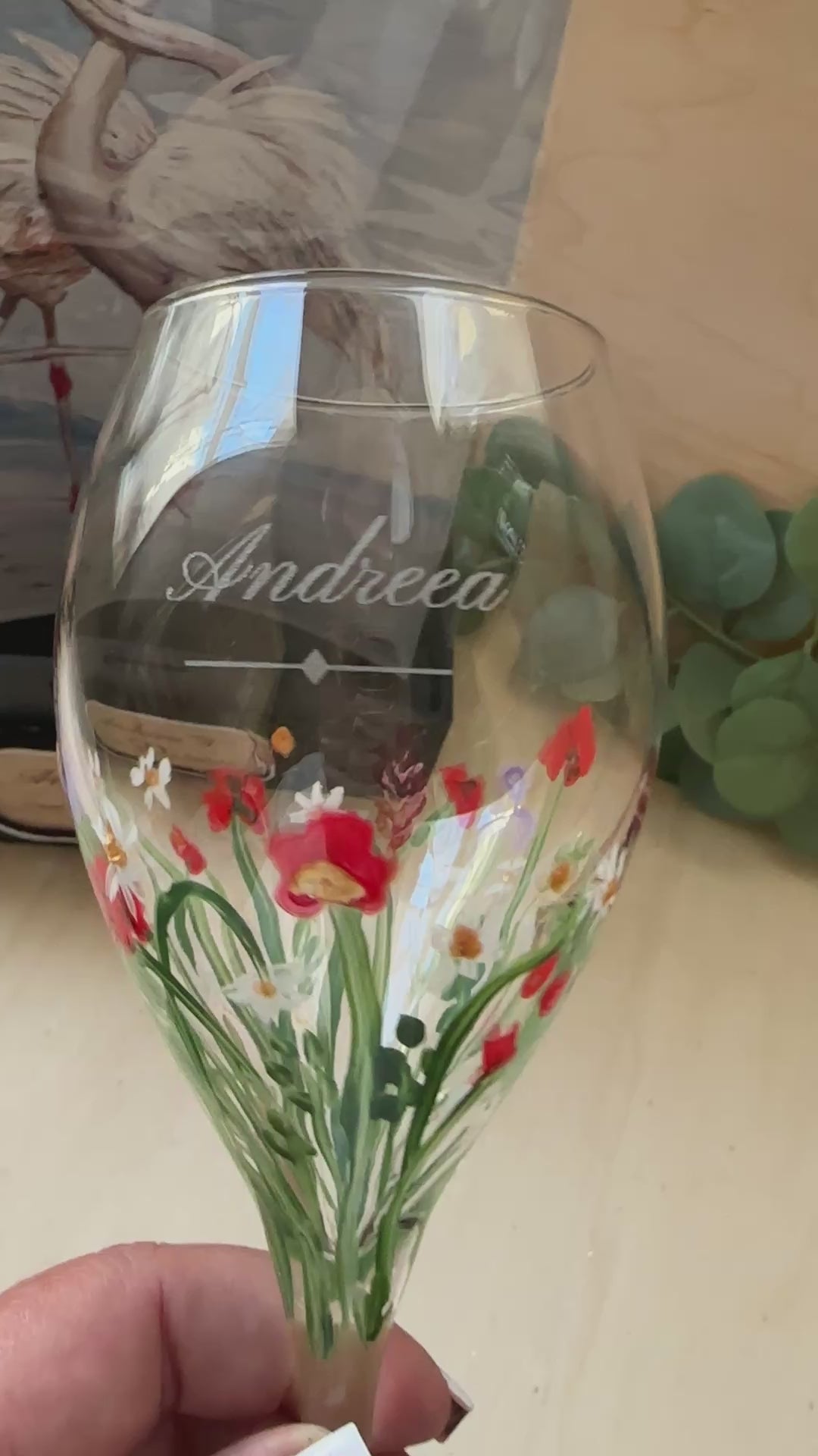 Personalised Hand Painted wine glass 34cl