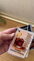 Load and play video in Gallery viewer, Whiskey Cocktail Recipe Cards on Ring – 7x9cm Laminated – Set of 3 Whiskey Drinks – Bar Gift Idea
