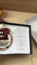 Load and play video in Gallery viewer, Personalised Christmas Ornament – Best Friend Gift with Card & Gift Box | Add Name or Custom Design
