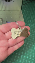 Load and play video in Gallery viewer, Personalisable Laser Engraved Stainless Steel Bone Pet ID Collar Tag, Dog Owner Gift, Pet Lover Gift
