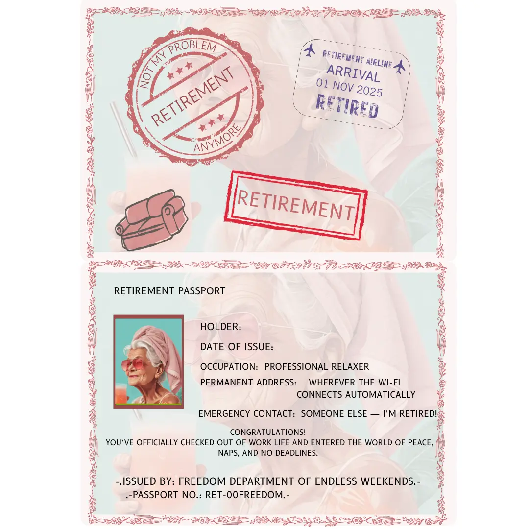 Personalised Retirement Passport & Boarding Pass Gift Set – Unique Farewell Keepsake | Funny Travel-Style Retirement Gift Krevana Personalised Retirement Passport & Boarding Pass Gift Set – Unique Farewell Keepsake | Funny Travel-Style Retirement Gift