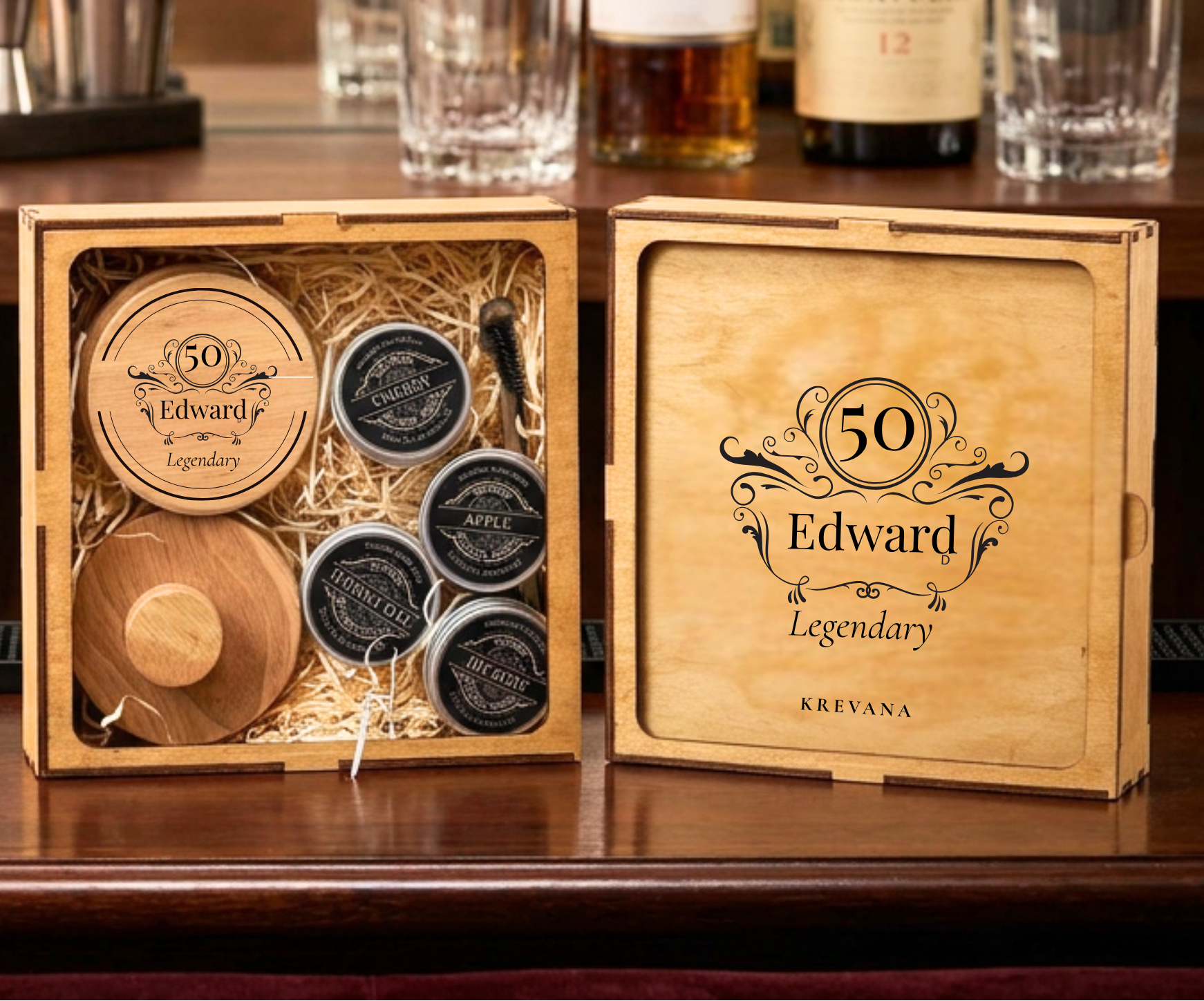 Personalised Whisky Smoker Kit in Engraved Wooden Box | Custom Smoking Lid