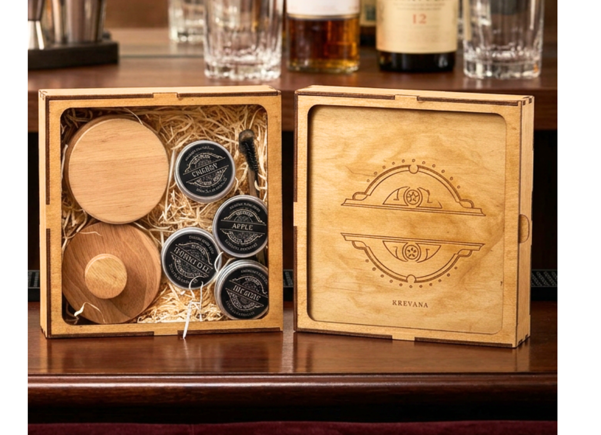 Personalised Whisky Smoker Kit in Engraved Wooden Box | Custom Smoking Lid