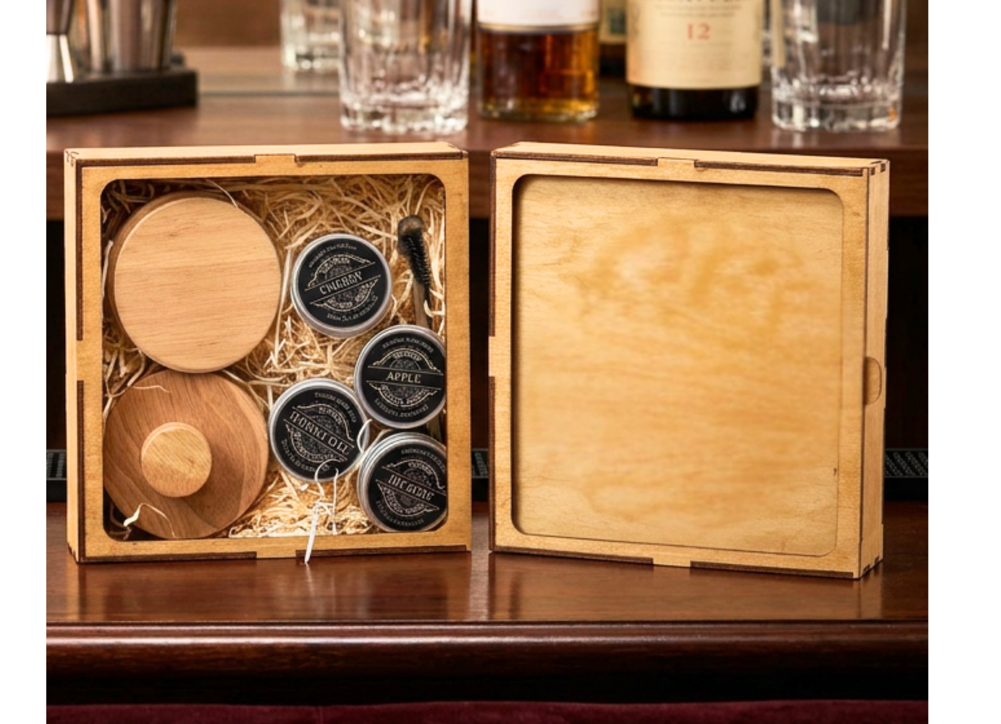 Personalised Whisky Smoker Kit in Engraved Wooden Box | Custom Smoking Lid