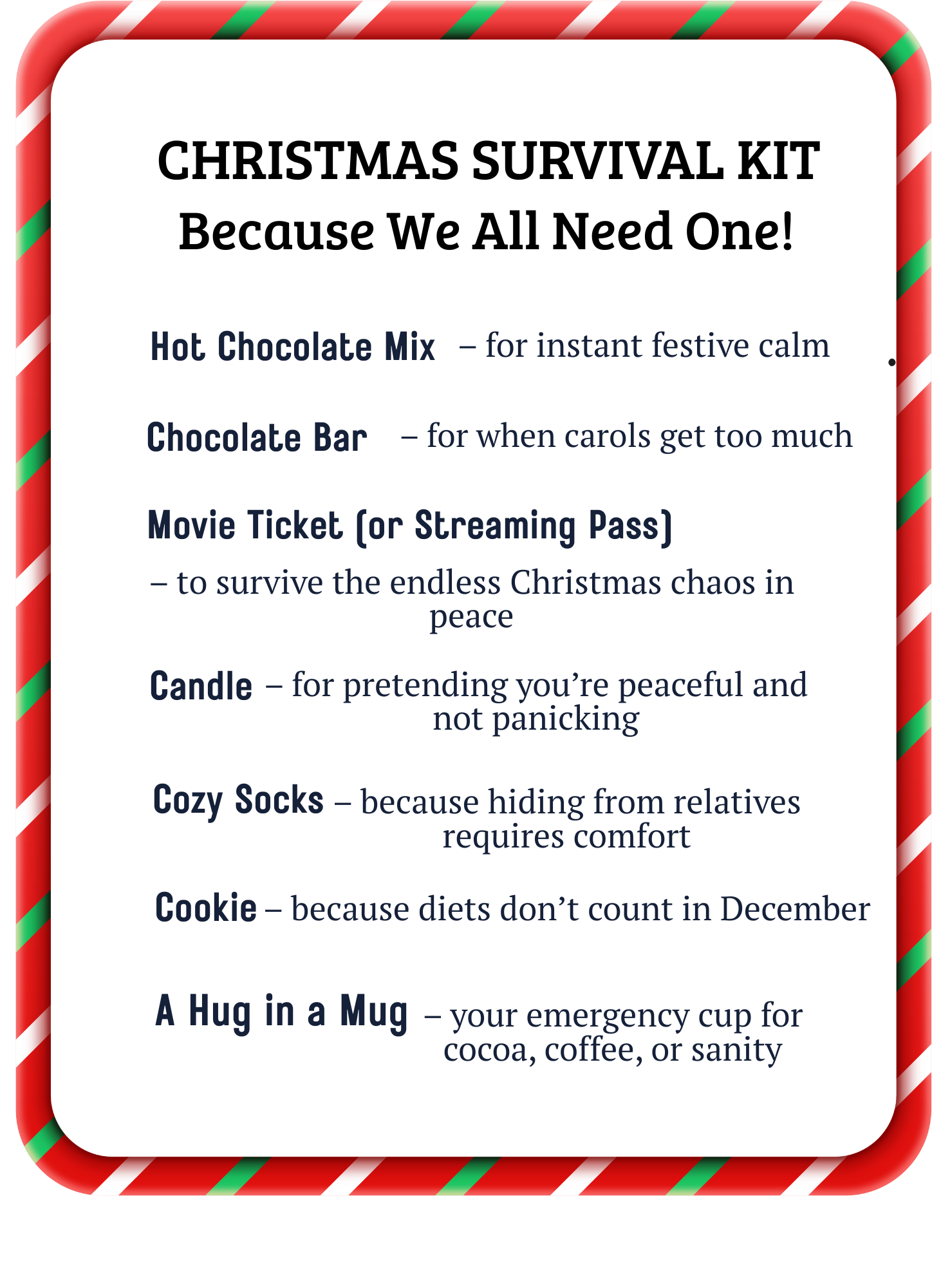 Christmas Survival Kit – Single or Couple (Funny) Gift Set | Personalised Mug, Cosy Socks, Hot Chocolate, Treats & Home Cinema Ticket Krevana Christmas Survival Kit – Single or Couple (Funny) Gift Set | Personalised Mug, Cosy Socks, Hot Chocolate, Treats & Home Cinema Ticket