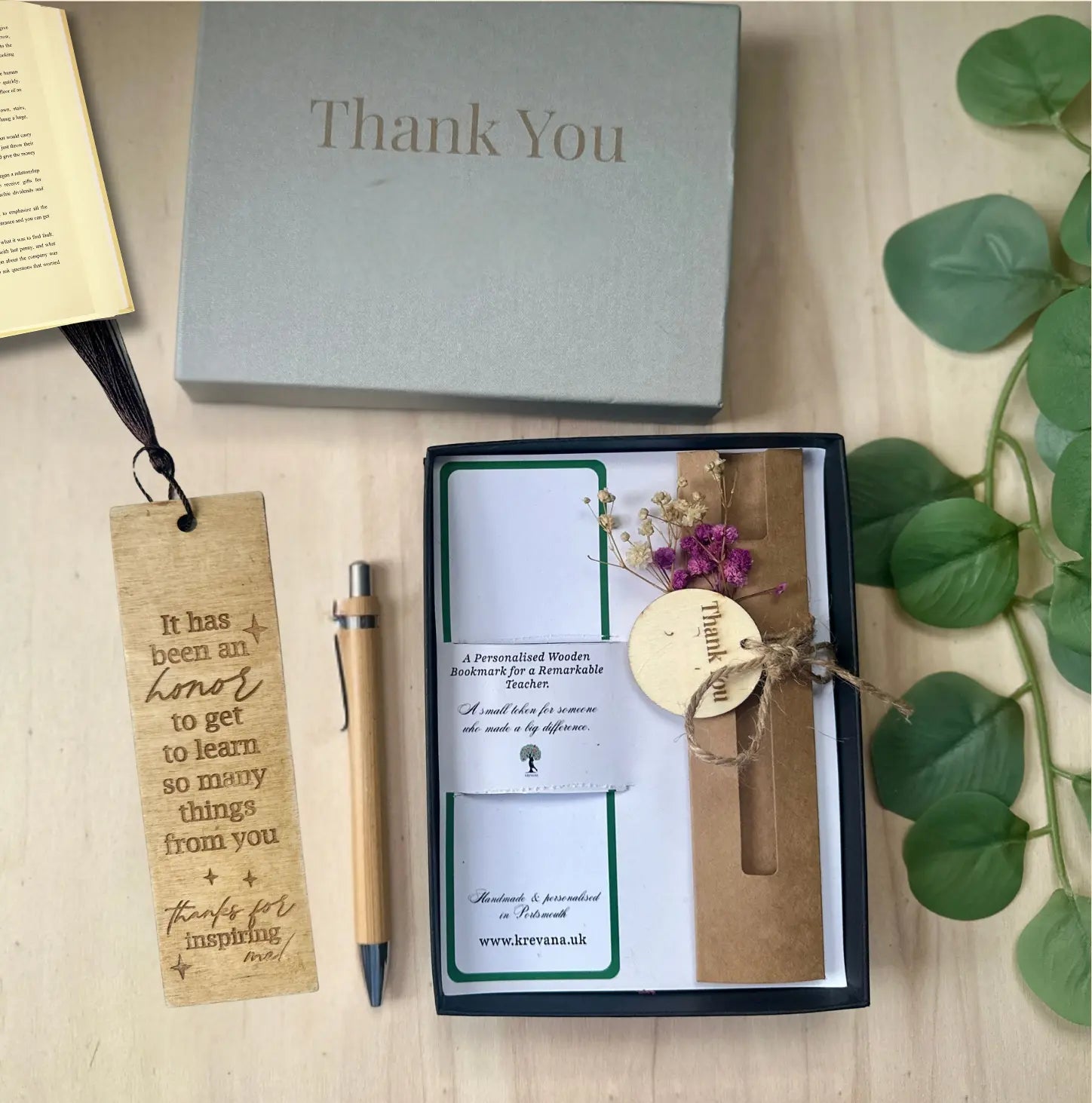 Personalised Teacher Gift Set | Engraved Wooden Bookmark Pen Box | Thank You Teacher Gift | End of Term Gift for Teacher 2026 Krevana Personalised Teacher Gift Set | Engraved Wooden Bookmark Pen Box | Thank You Teacher Gift | End of Term Gift for Teacher 2026