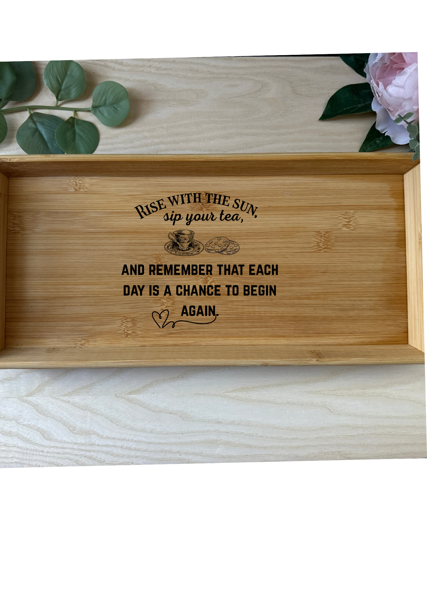 Personalised Bamboo Serving Tray – Custom Laser Engraved Wooden Breakfast or Drinks Tray with Handles Krevana Personalised Bamboo Serving Tray – Custom Laser Engraved Wooden Breakfast or Drinks Tray with Handles