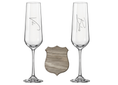 Load image into Gallery viewer, Luxury Personalised Wedding Champagne Glass Set with Plaque – Gift Box
