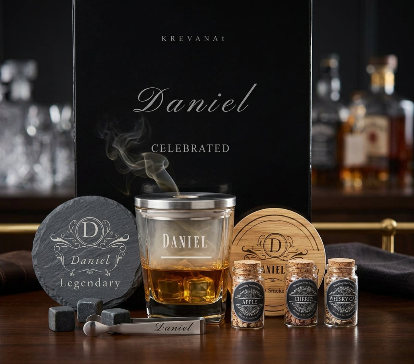 Personalised Whisky Smoker Gift Set | Engraved Whisky Gift for Men | Birthday & Christmas