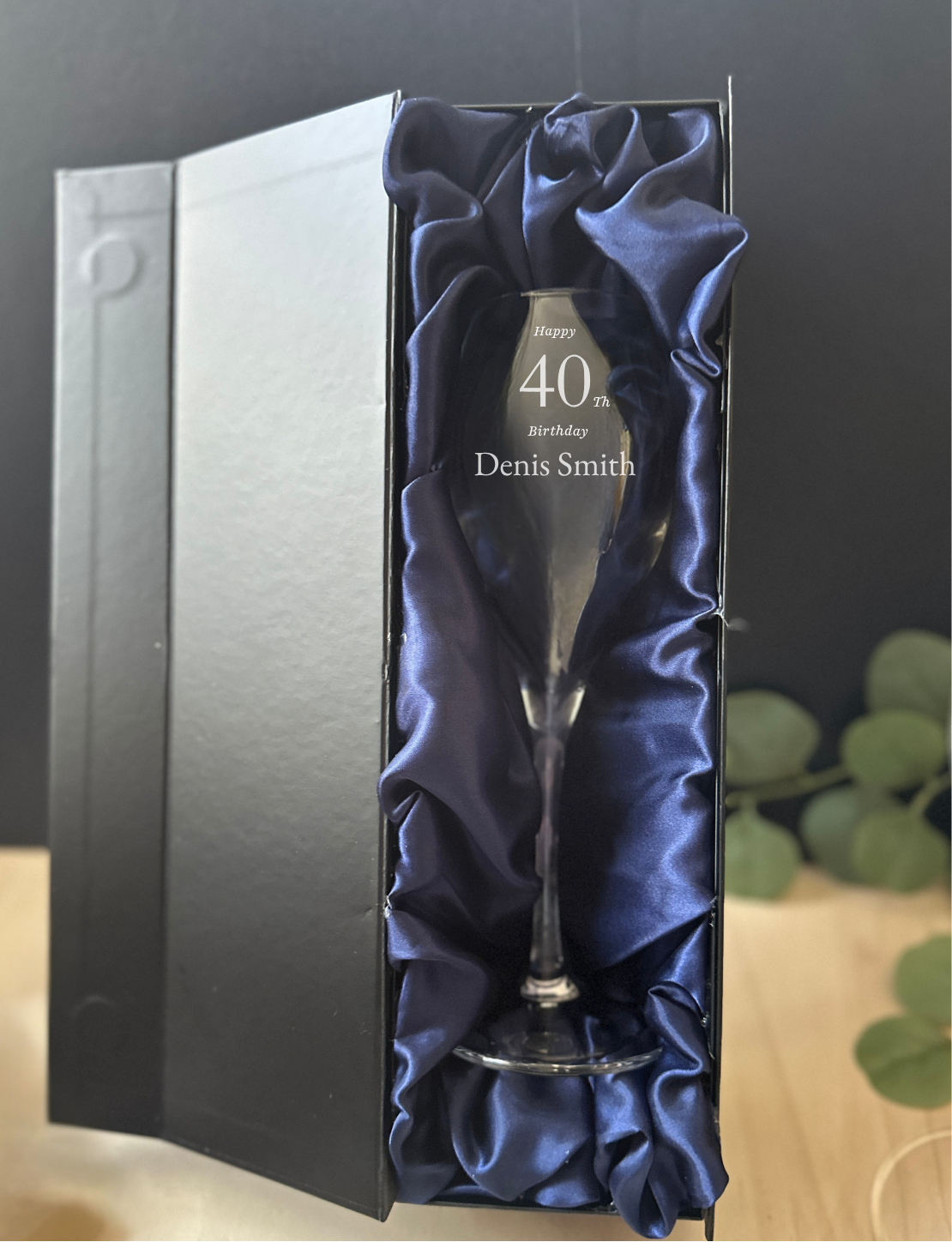Personalised Birthday Wine Glass | Engraved Milestone Birthday Gift | Luxury Silk Gift Box