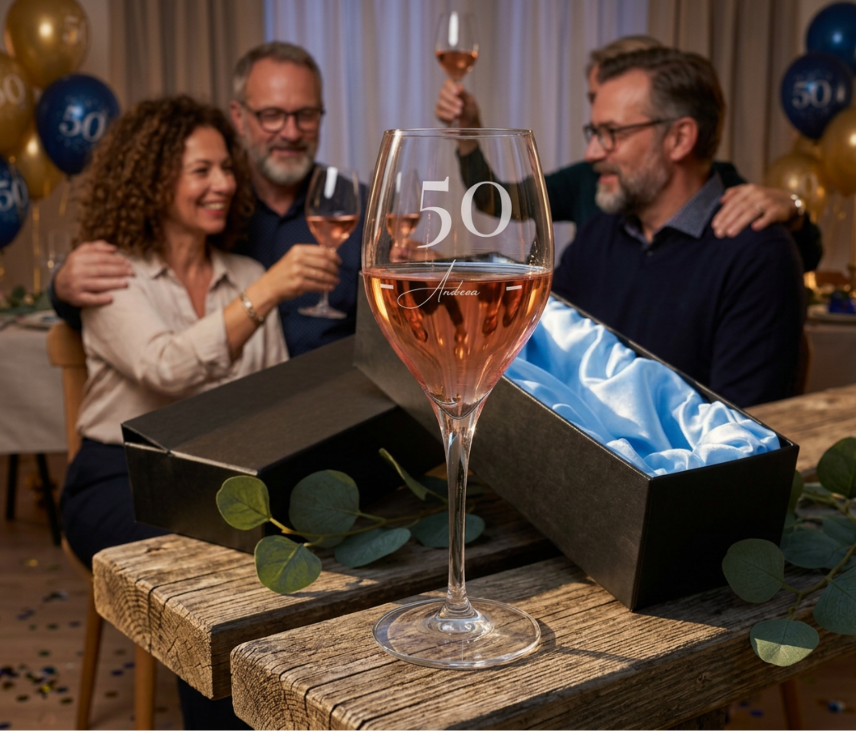 Personalised Birthday Wine Glass | Engraved Milestone Birthday Gift | Luxury Silk Gift Box