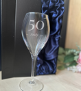 Load image into Gallery viewer, Personalised Birthday Wine Glass | Engraved Milestone Birthday Gift | Luxury Silk Gift Box
