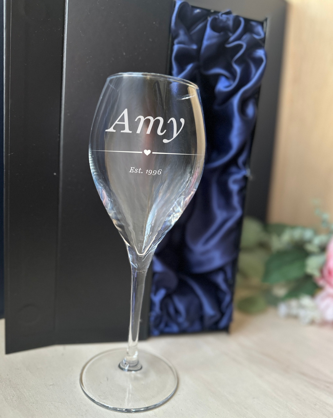 Personalised Birthday Wine Glass | Engraved Milestone Birthday Gift | Luxury Silk Gift Box