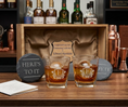 Load image into Gallery viewer, Personalised Wooden Whiskey Gift Set — Engraved Shadow Box with Two Glasses & Custom Plaque Krevana Personalised Wooden Whiskey Gift Set — Engraved Shadow Box with Two Glasses & Custom Plaque
