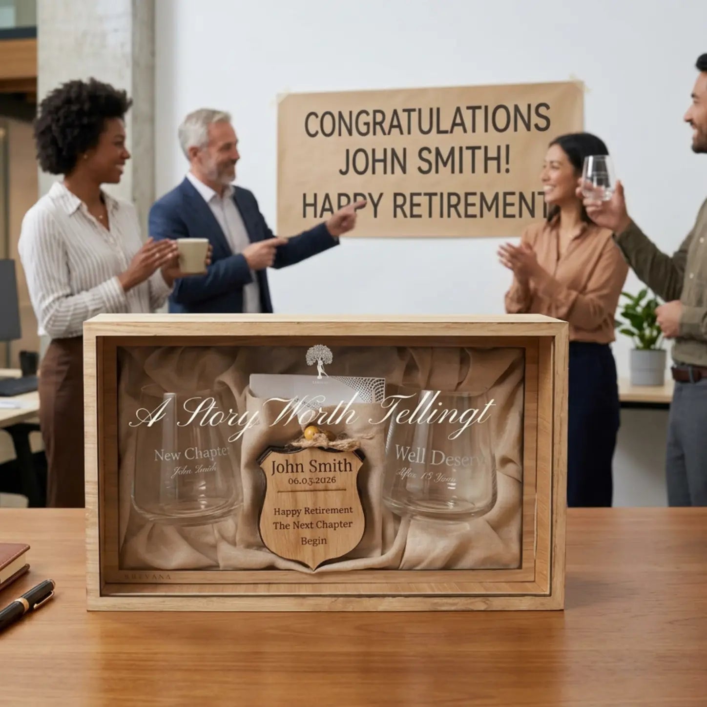 Personalized Luxury Wooden Gift Set — Retirement Gift or Custom Set Krevana Personalized Luxury Wooden Gift Set — Retirement Gift or Custom Set