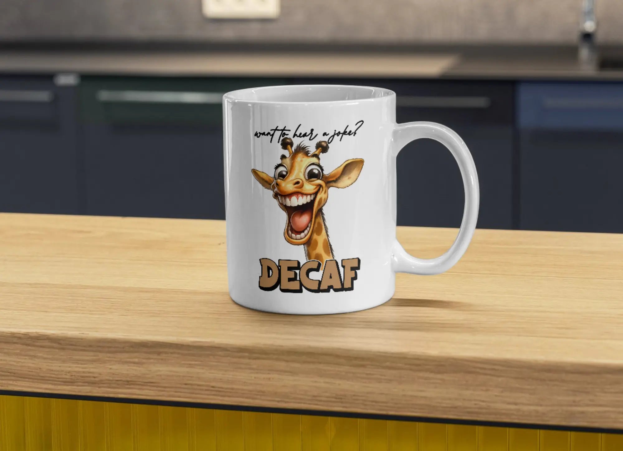Funny Giraffe Coffee Mug – “Want to Hear a Joke? Decaf.” | Cute Animal Mug for Coffee Lovers (11oz / 15oz) Krevana Funny Giraffe Coffee Mug – “Want to Hear a Joke? Decaf.” | Cute Animal Mug for Coffee Lovers (11oz / 15oz)