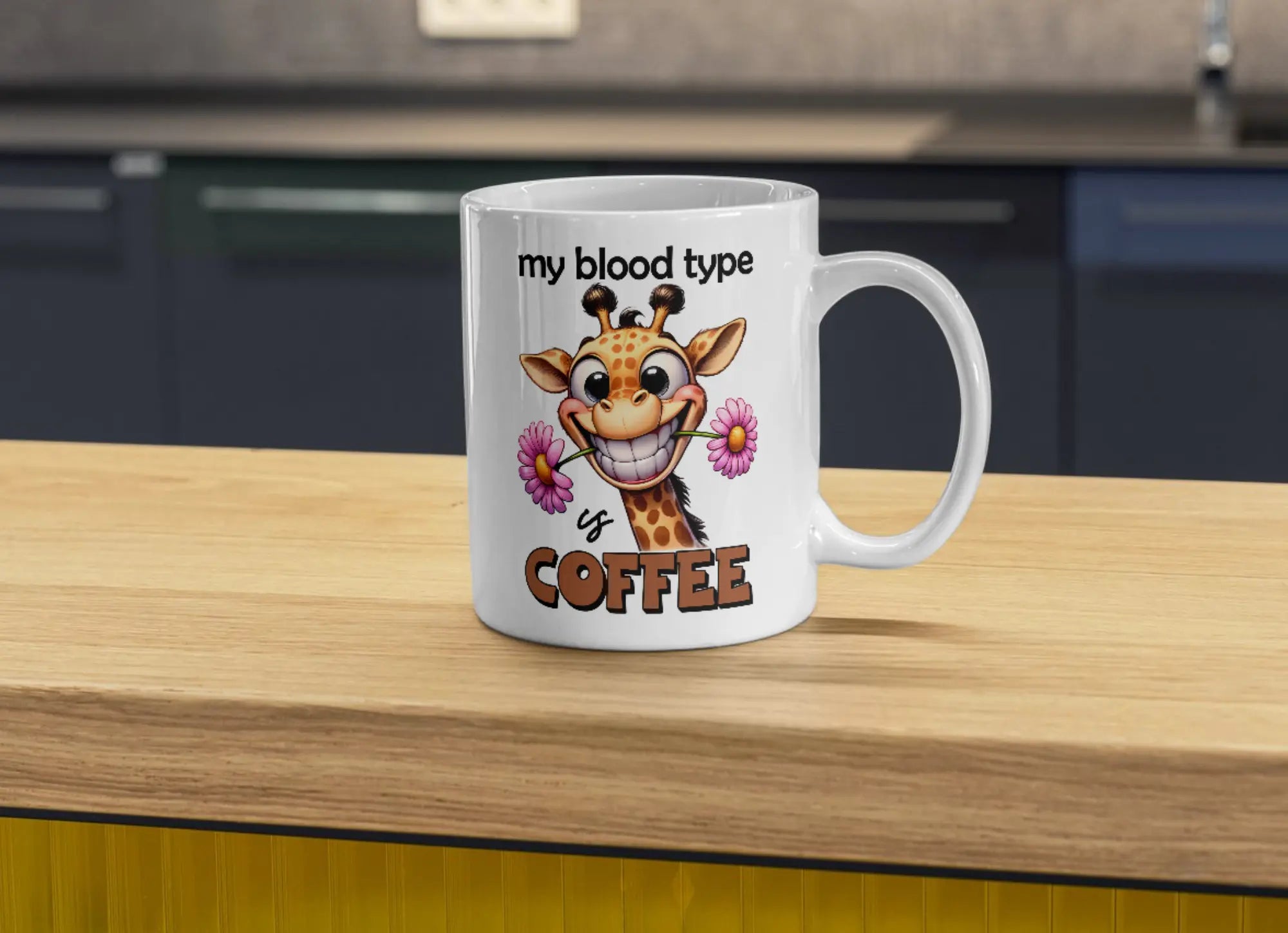 Funny Coffee Mug – “My Blood Type Is Coffee” | Cute Giraffe Design | Gift for Coffee Lovers Krevana Funny Coffee Mug – “My Blood Type Is Coffee” | Cute Giraffe Design | Gift for Coffee Lovers