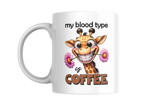 Funny Coffee Mug – “My Blood Type Is Coffee” | Cute Giraffe Design | Gift for Coffee Lovers Krevana Funny Coffee Mug – “My Blood Type Is Coffee” | Cute Giraffe Design | Gift for Coffee Lovers